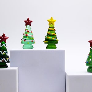 Customize Fairy Garden Miniatures | Fairy House | Christmas Miniatures | Miniature Trees | Handmade Lampwork Glass Miniature Christmas Trees
