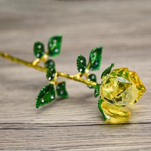 Handcrafted Glass Rose  | Romantic Gift for Her | Anniversary, Valentine&#39;s, Birthday | Unique Home Decor | Glass Rose Sculpture |