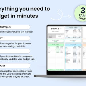 3-tab easy budget spreadsheet - By Smart Kit Designs