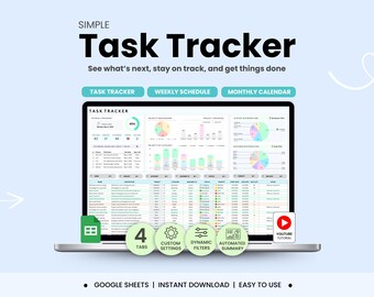 Task Tracker Google Sheets To Do List Spreadsheet Task Manager ADHD Productivity Planner Manager Tool Daily Weekly Planner Monthly Calendar