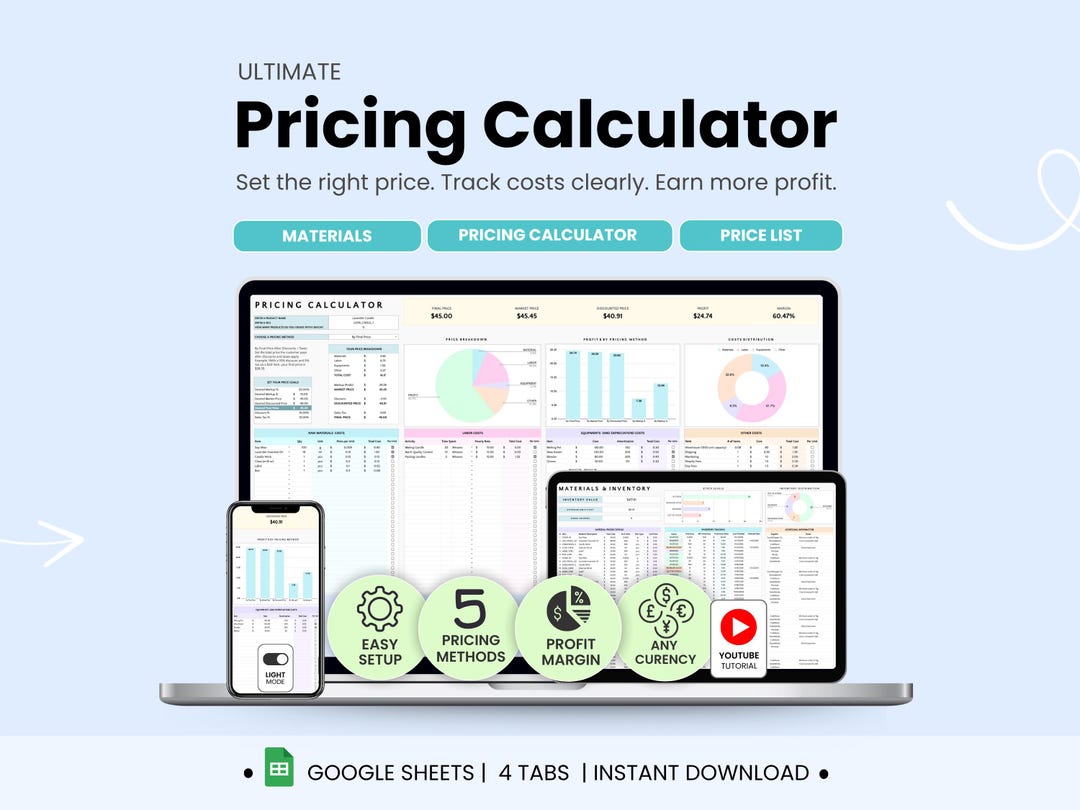Pricing Calculator Spreadsheet for Small Business Google Sheets Pricing ...