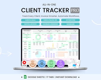 Client Tracker CRM Pro Google Sheets Small Business Lead Management Task Tracker Invoices Communications Log Automations Business Planner