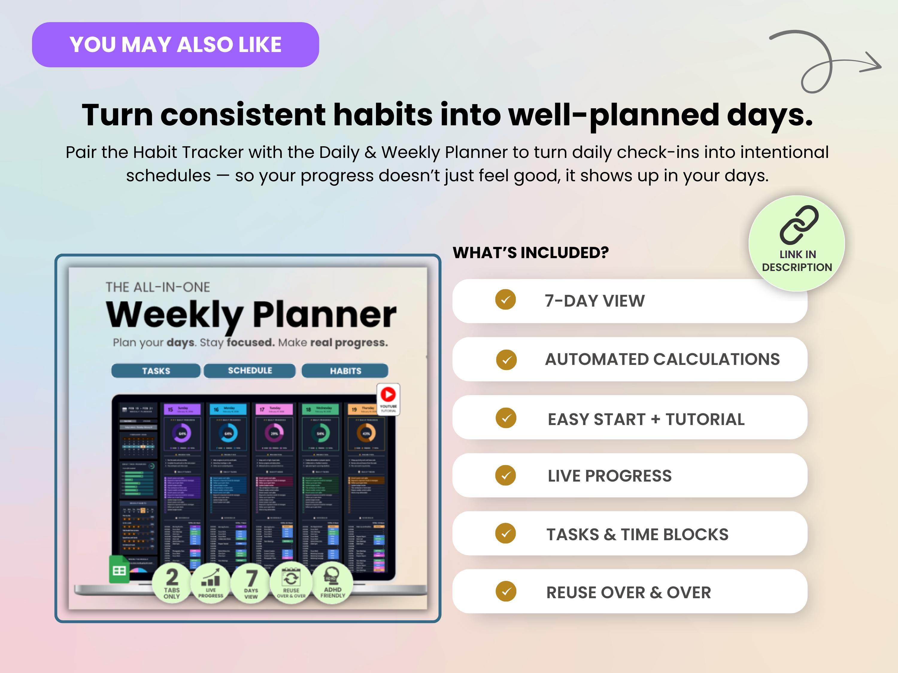 Habit Tracker Google Sheets Dark Mode Daily Routine Weekly Habits ...