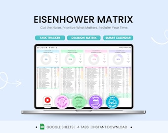Eisenhower Matrix Google Sheets Task Priority Tracker Task Manager Calendar To Do List Spreadsheet Decision Matrix Google Sheets