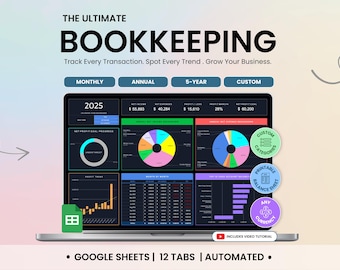 Small Business Bookkeeping Spreadsheet Dark Mode Template Google Sheets Income Expense Tracker Tax Tracker Accounting Template Balance Sheet
