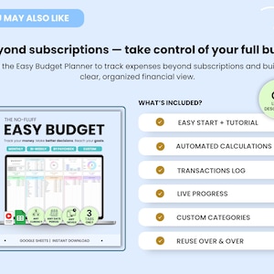Use the Easy Budget Planner to track expenses beyond subscriptions and build a clear, organized financial view.