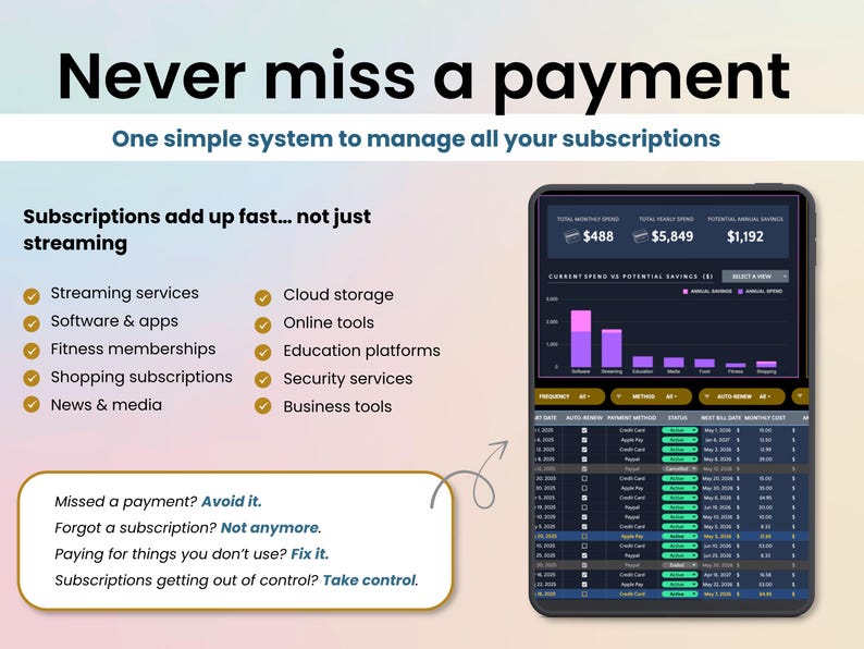One simple system to manage all your subscriptions