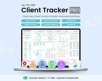 Client Tracker CRM Pro Google Sheets Small Business Lead Management Task Tracker Invoices Communications Log Automations Business Planner