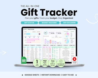 Gift Tracker Google Sheets Holiday Gifts Planner Birthday Gifts Spreadsheet Wedding Gifting Budget Tracker Baby Shower Gift List
