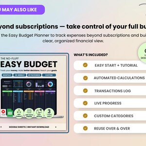 Use the Easy Budget Planner to track expenses beyond subscriptions and build a clear, organized financial view.