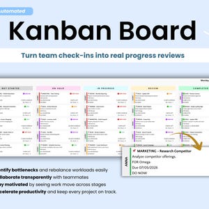Kanban board task tracker to turn team check-ins into real progress reviews