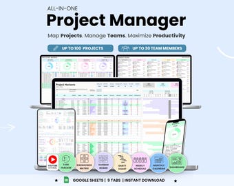 Project Management Team Task Tracker Google Sheets Decision Matrix Kanban Board Gantt Chart Weekly Schedule Monthly Planner Dashboard