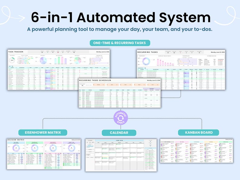 6-in-1 Automated system to track one-time and recurring tasks