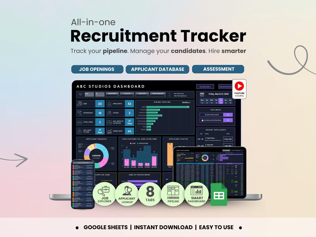 Recruitment Tracker Google Sheets Dark Mode Hiring Applicant Tracking ...