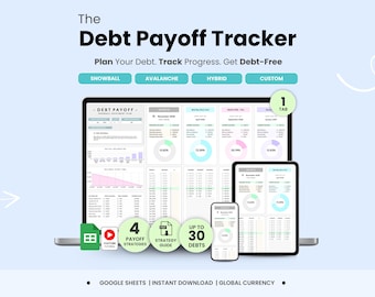 Debt Payoff Calculator Snowball Avalanche Custom Google Sheets Credit Card Loan Mortgage Payment Tracker Debt Repayment Personal Finance