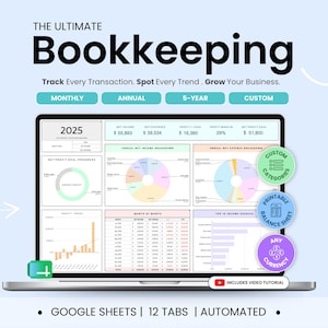 Small Business Bookkeeping Spreadsheet Business Template Google Sheets Income Expense Tracker Tax Tracker Accounting Template Balance Sheet