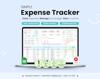 Expense Tracker Spreadsheet Spending Tracker Template Google Sheets Monthly Bi-weekly Paycheck Dashboard Budget Tracker Personal Finance