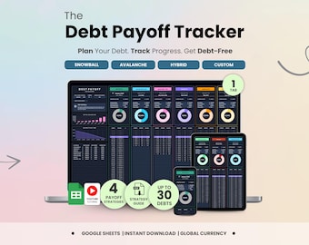 Debt Payoff Calculator Dark Mode Snowball Avalanche Custom Google Sheets Credit Card Loan Mortgage Payment Tracker Debt Repayment Planner