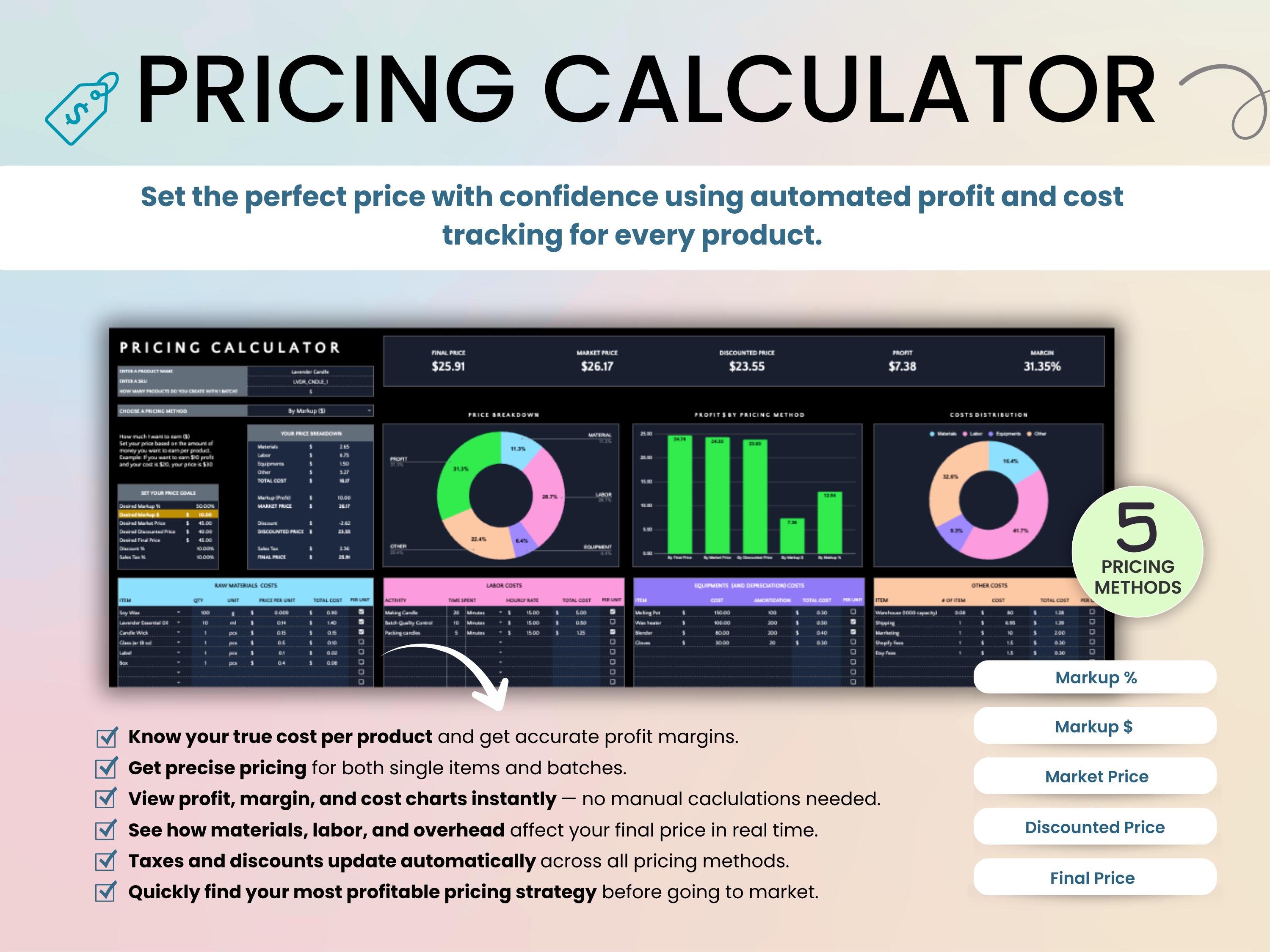 Pricing Calculator Spreadsheet Google Sheets Dark Mode Pricing Template ...