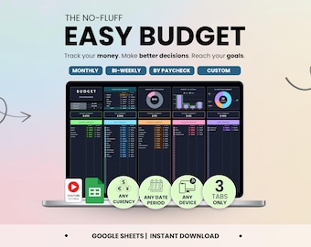 Google Sheets Budget Planner Dark Mode: Weekly, Monthly, & Paycheck Budget (Digital Download)
