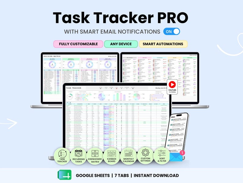 Task Tracker Spreadsheet Task Priority Tracker Google Sheets To Do List Eisenhower Matrix Kanban Board Team Work Task Manager Calendar