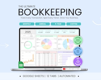 Small Business Bookkeeping Spreadsheet Business Template Google Sheets Income Expense Tracker Tax Tracker Accounting Template Balance Sheet