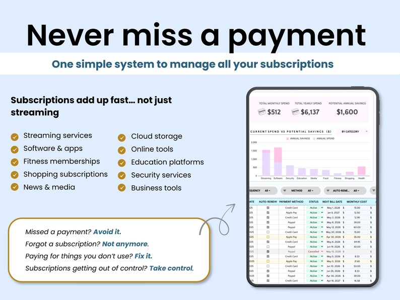 One simple system to manage all your subscriptions