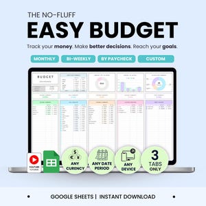 Google Sheets Budget Planner : budget hebdomadaire, mensuel et chèque de paie (téléchargement numérique)