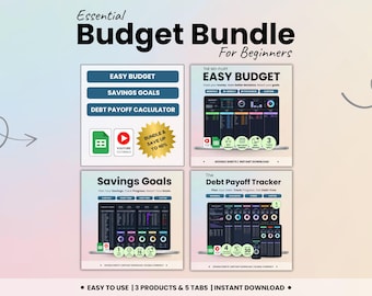 Budget Bundle for Beginners Google Sheets Dark Mode Planner Savings Goals Tracker Debt Payoff Calculator Credit Card Loan Mortgage Payment