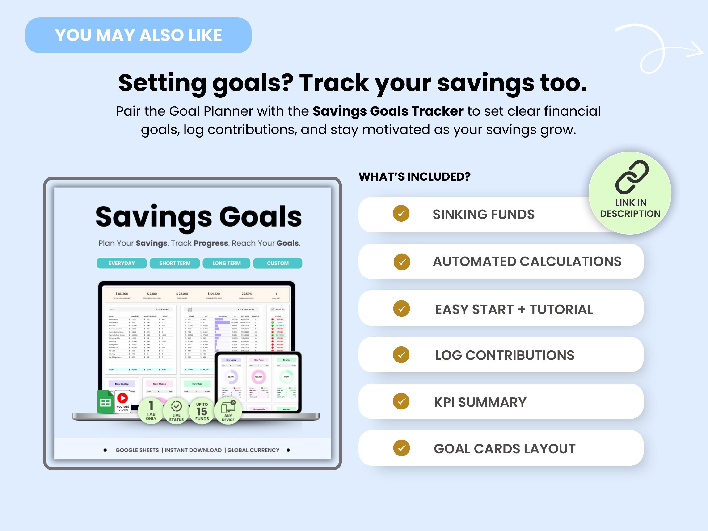 Goal Planner Google Sheets Simple Goal Tracker Spreadsheet SMART Goal ...