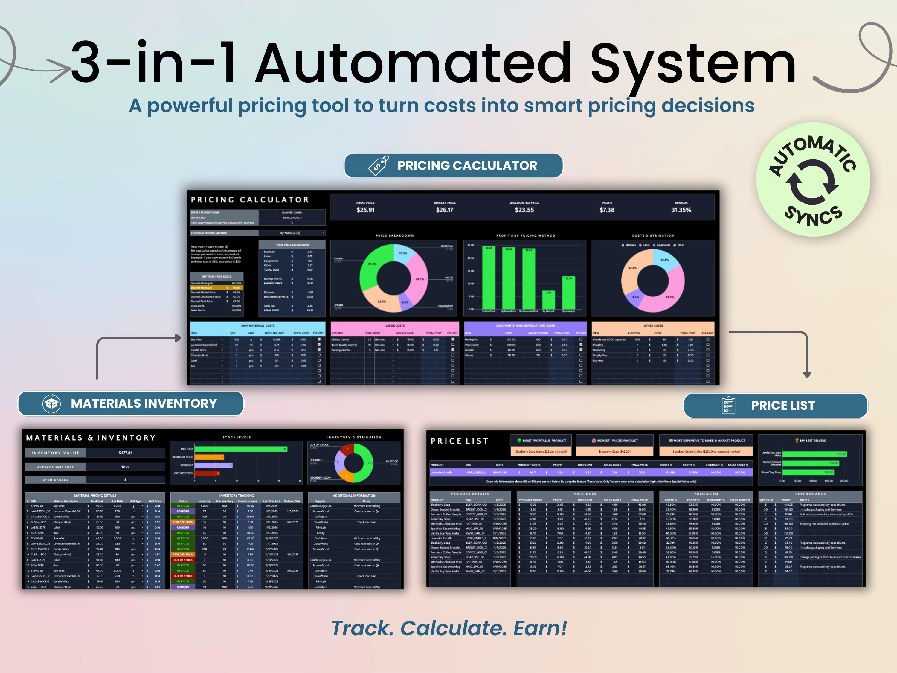 Pricing Calculator Spreadsheet Google Sheets Dark Mode Pricing Template ...