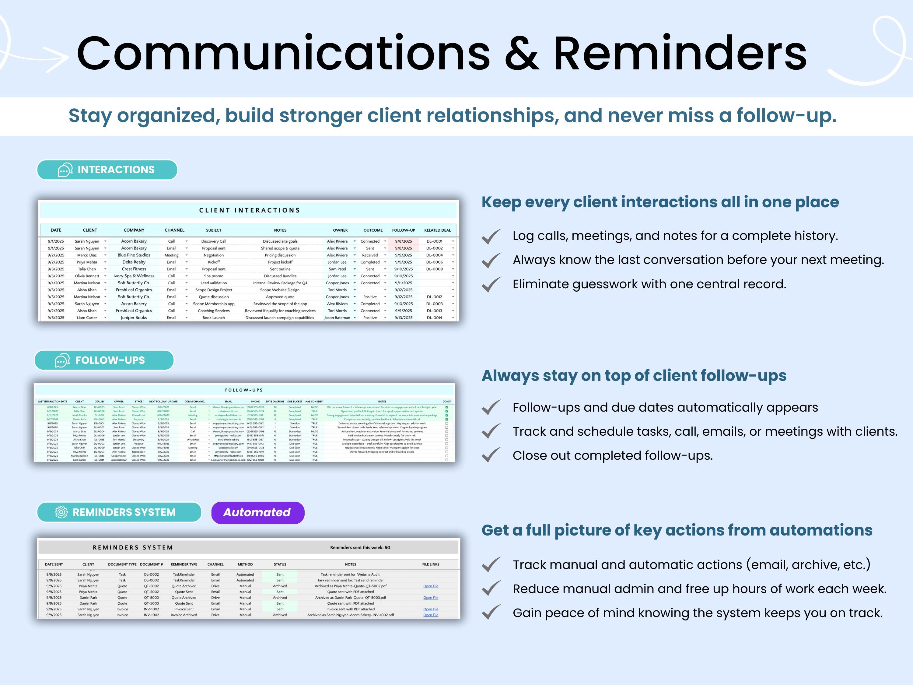 Client Tracker CRM Pro Google Sheets Small Business Lead Management ...