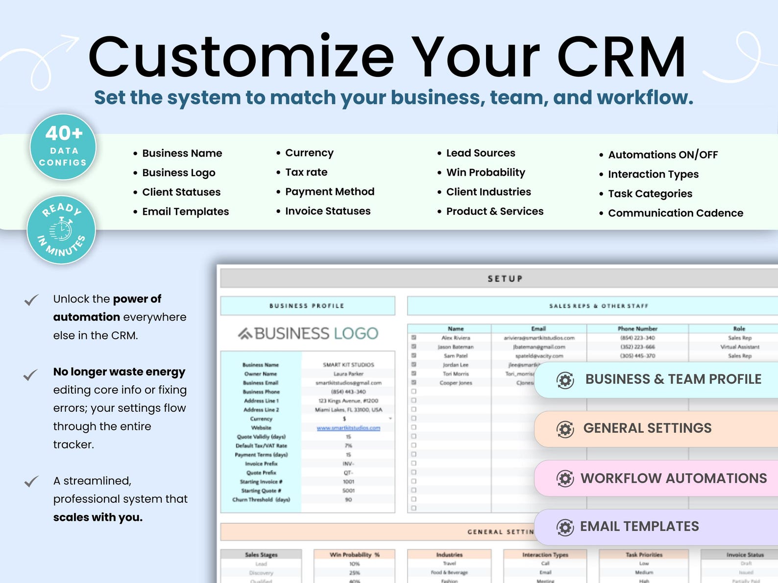 Client Tracker CRM Pro Google Sheets Small Business Lead Management ...
