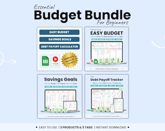 Budget Bundle for Beginners Google Sheets Planner Savings Goals Tracker Debt Payoff Calculator Credit Card Loan Mortgage Payment