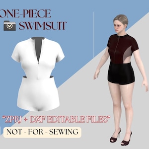 3D Swimsuit Pattern with Side Cut-Out | Digital Pattern for CLO3D | ZPRJ + DXF Editable Files, digital file