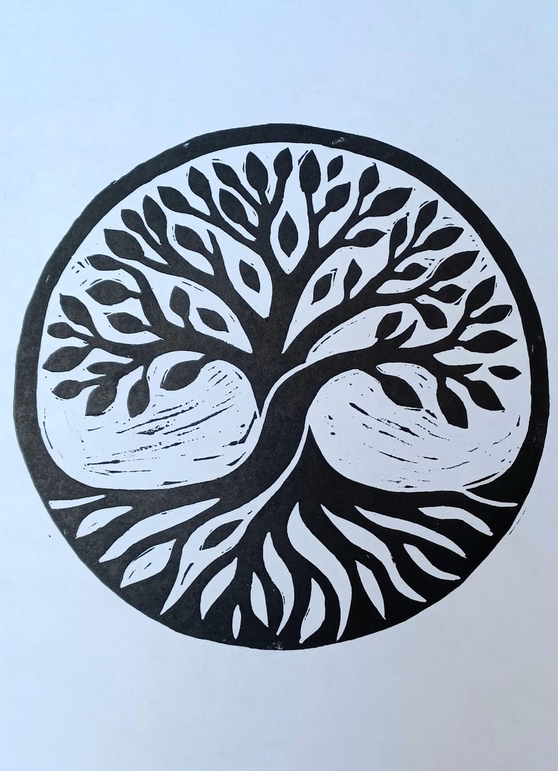 Linocut Tree Pattern Linocut Print of the Tree of Life - Linocut With Tree of Life - Linocut ...