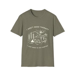 Camping Therapy T-Shirt: Unisex Softstyle Tee for Outdoor Lovers