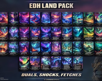 EDH Land Pack | Dual Fetch Shock Proxies With 6 Bonus Cards | For Commander Decks