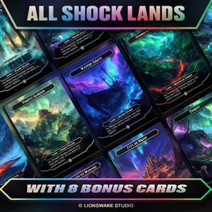 Shock Lands for EDH | 18 Custom Cards | Full-Art Cards for Your Commander Decks