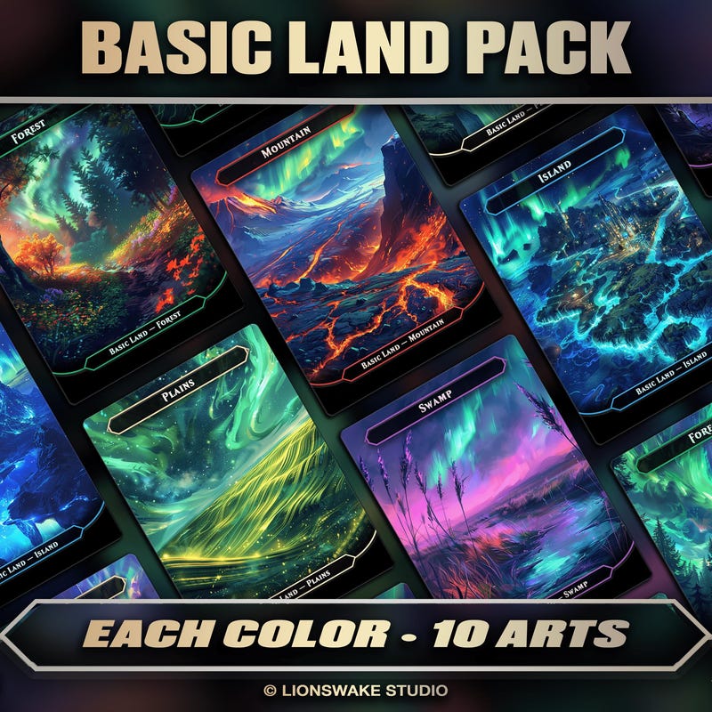 Basic Land Long Text Mtg Full Art Lands Bulk - Etsy