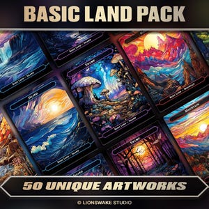 Stained Glass Basic Lands - 54 Custom Cards Pack for EDH and Commander