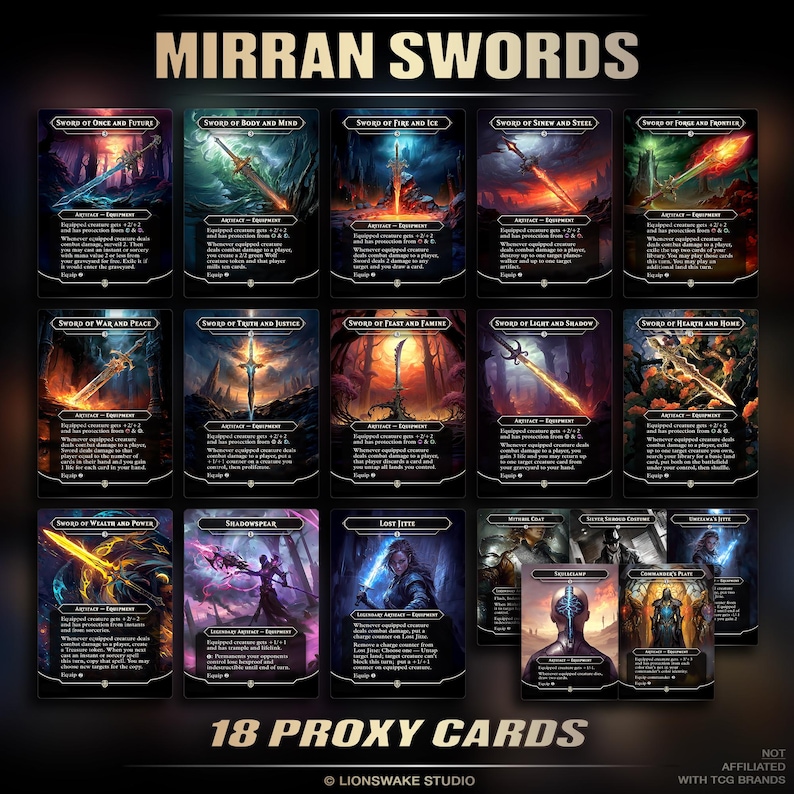 Mirran Swords for EDH: 18 Full-Art Equipment Proxy Cards image 1