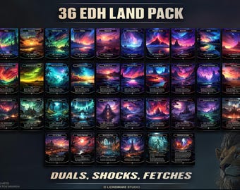 EDH Land Pack: All Dual, Shock, Fetch Lands (Twilight Edition) 36 Full-Art Proxies for Commander Decks
