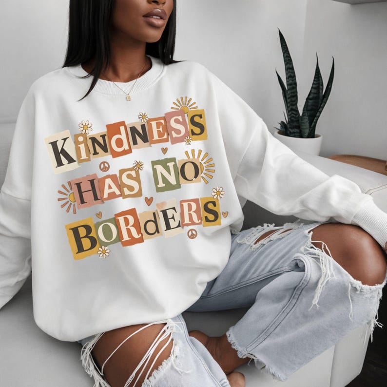 Kindness Has No Borders PNG, Inspirational Teacher Shirt Design, Retro ...
