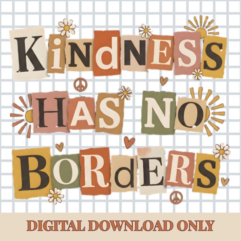 Kindness Has No Borders PNG, Inspirational Teacher Shirt Design, Retro ...