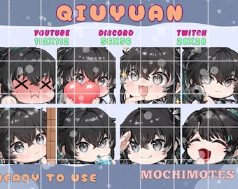 Wuthering Waves Qiuyuan Emote Set | Cute Wuwa Qiuyuan Twitch & Discord Emote | Cool Black Hair Boy | Streamer Pack | Kawaii VTuber Emote