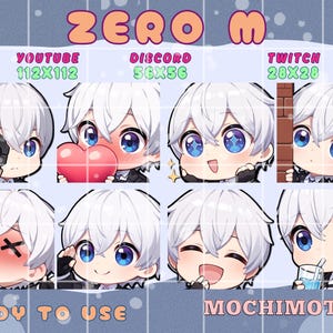 Conjunto de gestos NDE Esper Zero M | Emotes adorables de Neverness to Everness para Twitch y Discord | MC chico de pelo blanco | Paquete para streamers | Emotes kawaii para VTubers