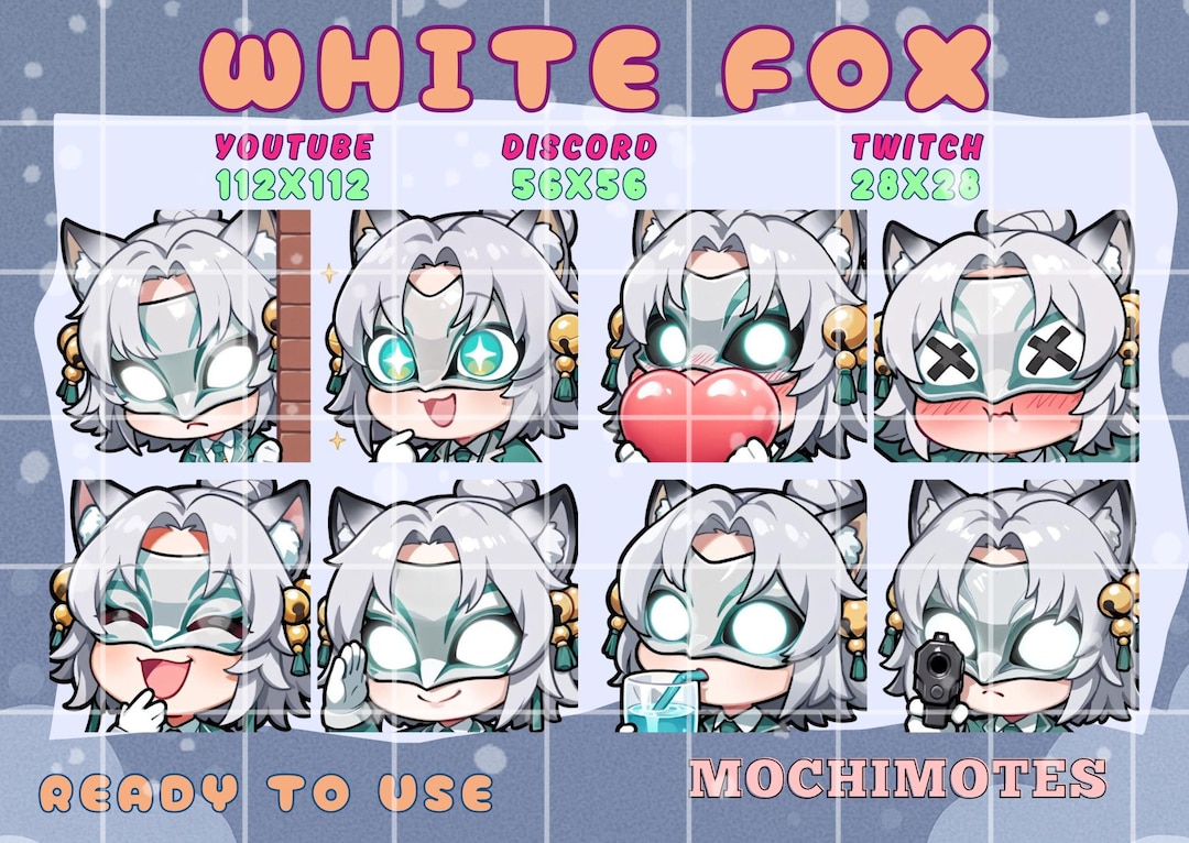 Rivals White Fox Emote Set | Cute Marv Rival White Fox Twitch & Discord ...