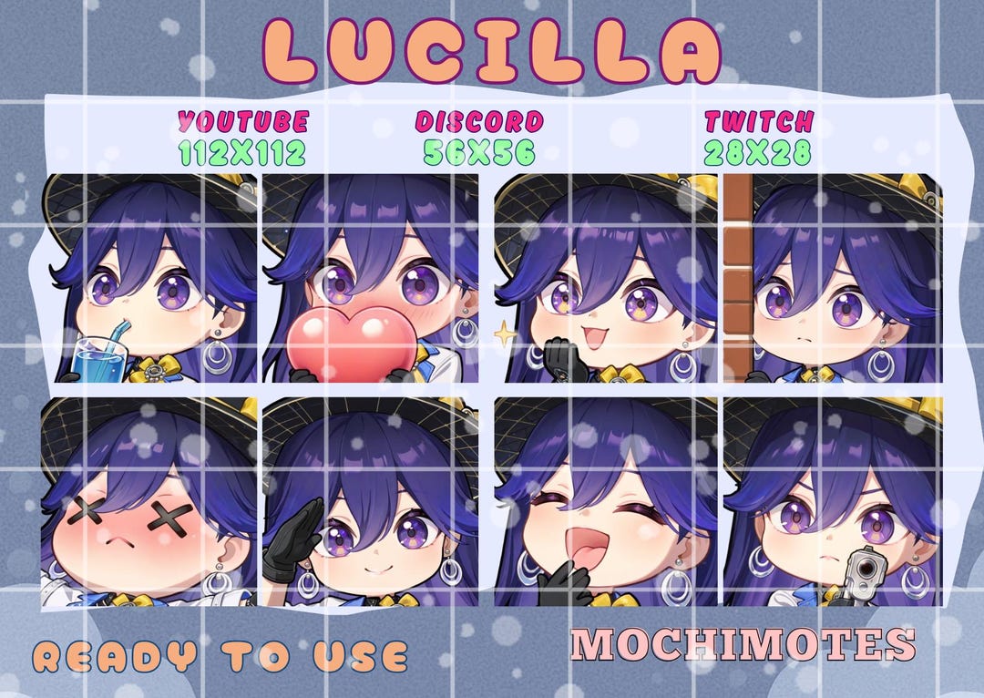 Wuthering Waves Lucilla Emote Set | Cute Wuwa Lucilla Twitch & Discord ...