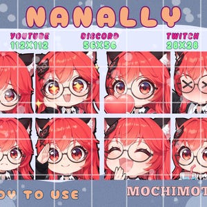 Conjunto de emoticonos NDE Nanally | Emoticonos adorables de Neverness to Everness para Twitch y Discord | Chica gata sexy de pelo rojo | Paquete para streamers | Emoticonos kawaii para VTubers
